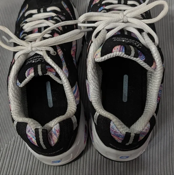 Skechers D’Lites Black Chunky Sneakers Rainbow Y2K Dad Shoes - Picture 6 of 10